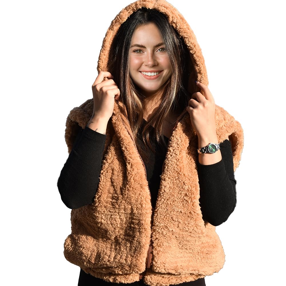 Pelüş Yelek,Pelüş Sweat, Mont,Pelüş sıcak Tutan Yelek, Yılbaşı Hediyesi (Kahve, Standart)