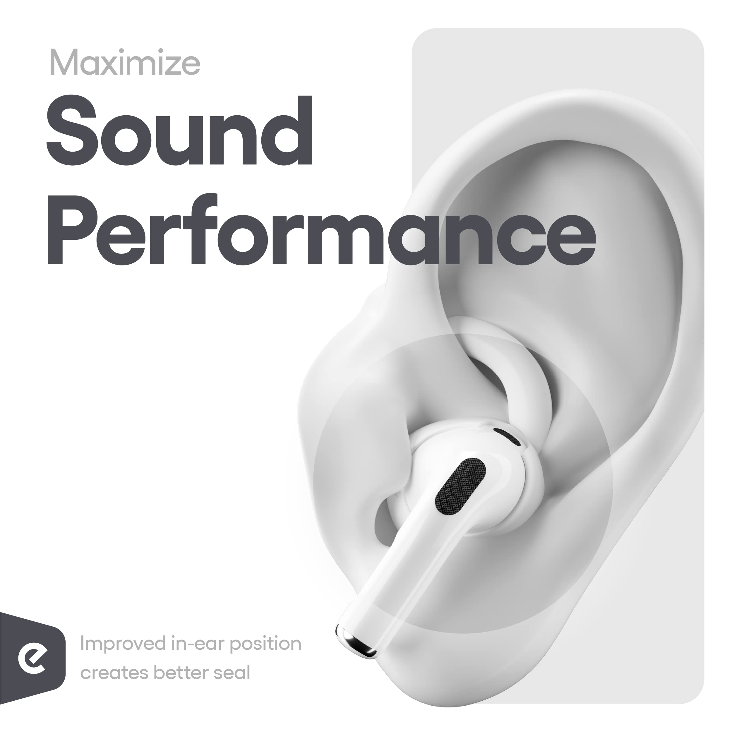 Keybudz EarBuddyz Apple AirPods 3 için silikon kulaklık başlıkları, EarPods kulaklık aksesuarı, kulak kancası, kaymaz, spor, beyaz, orta
