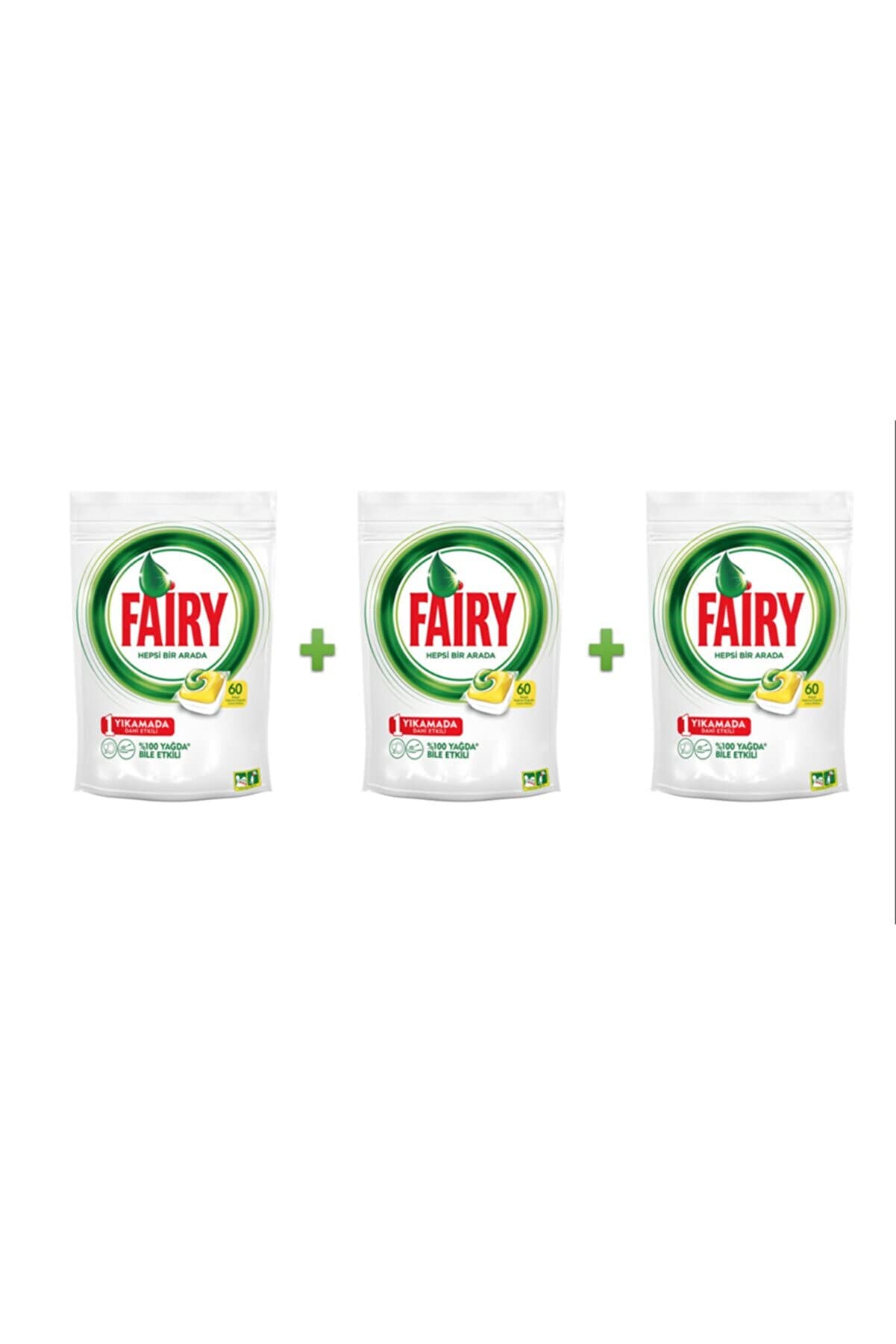 Fairy Hepsi Bir Arada 60 Yıkama Bulaşık Makinesi Deterjanı Kapsülü/Tableti Limon Kokulu x 3 Adet
