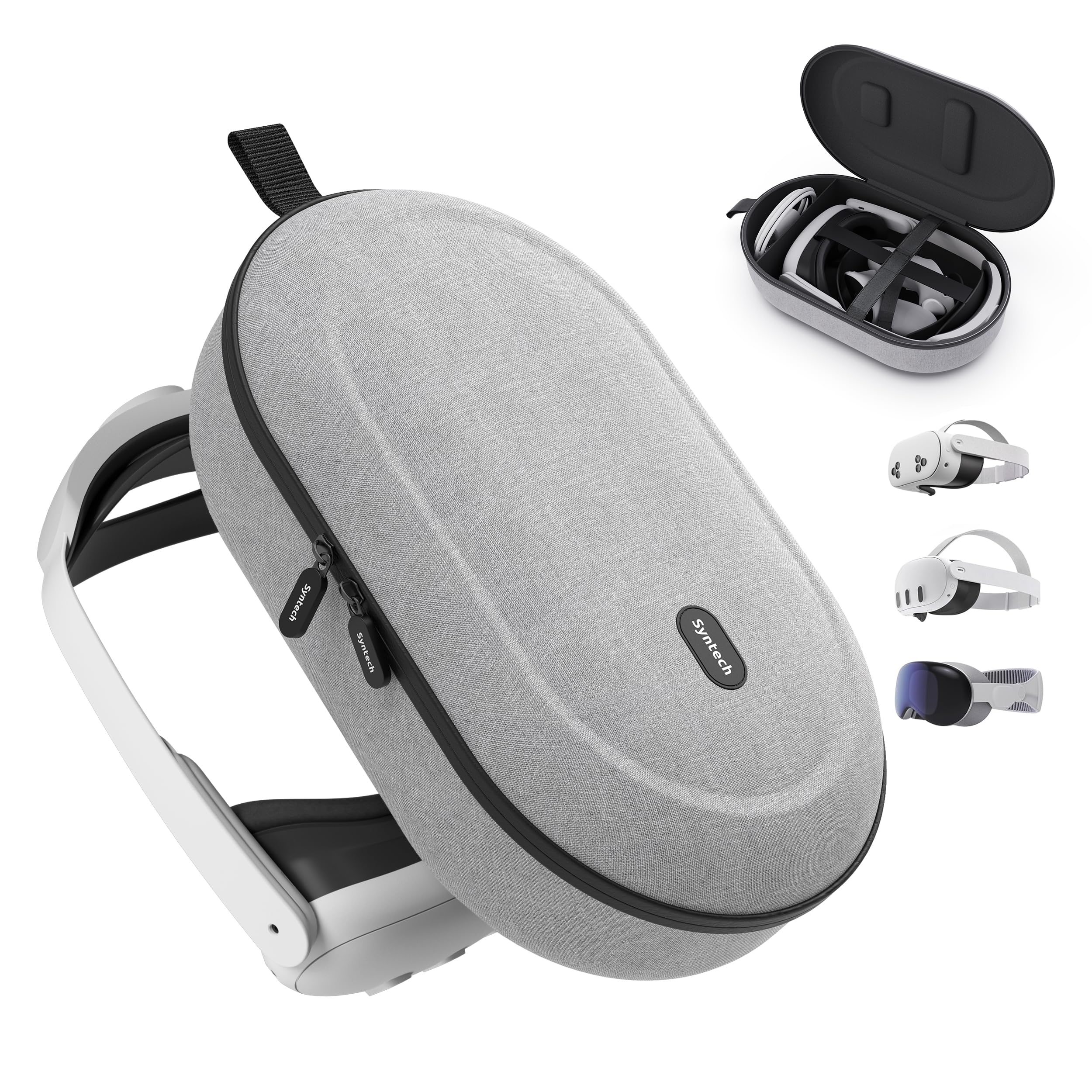 Syntech Sert Taşıma Çantası Meta/Oculus Quest2 Aksesuarları/PICO4 Elite Kayışlı VR Kulaklık, Dokunmatik Kumandalar ve Diğer Aksesuarlarla Uyumlu, Seyahat ve Depolama için Ultra Şık Tasarım, Gri