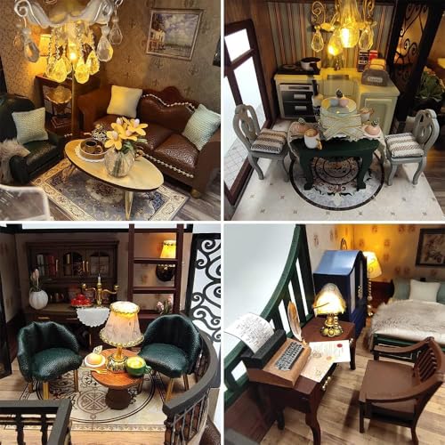 Minyatür Villa Yapma Seti – Ahşap DIY Maket Hobi Kiti – LED Işıklı Villa – Kendin Yap Dekoratif Villa Maket Ev – Yetişkinlere Özel Hediye