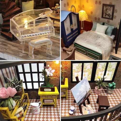 Minyatür Villa Yapma Seti – Ahşap DIY Maket Hobi Kiti – LED Işıklı Villa – Kendin Yap Dekoratif Villa Maket Ev – Yetişkinlere Özel Hediye