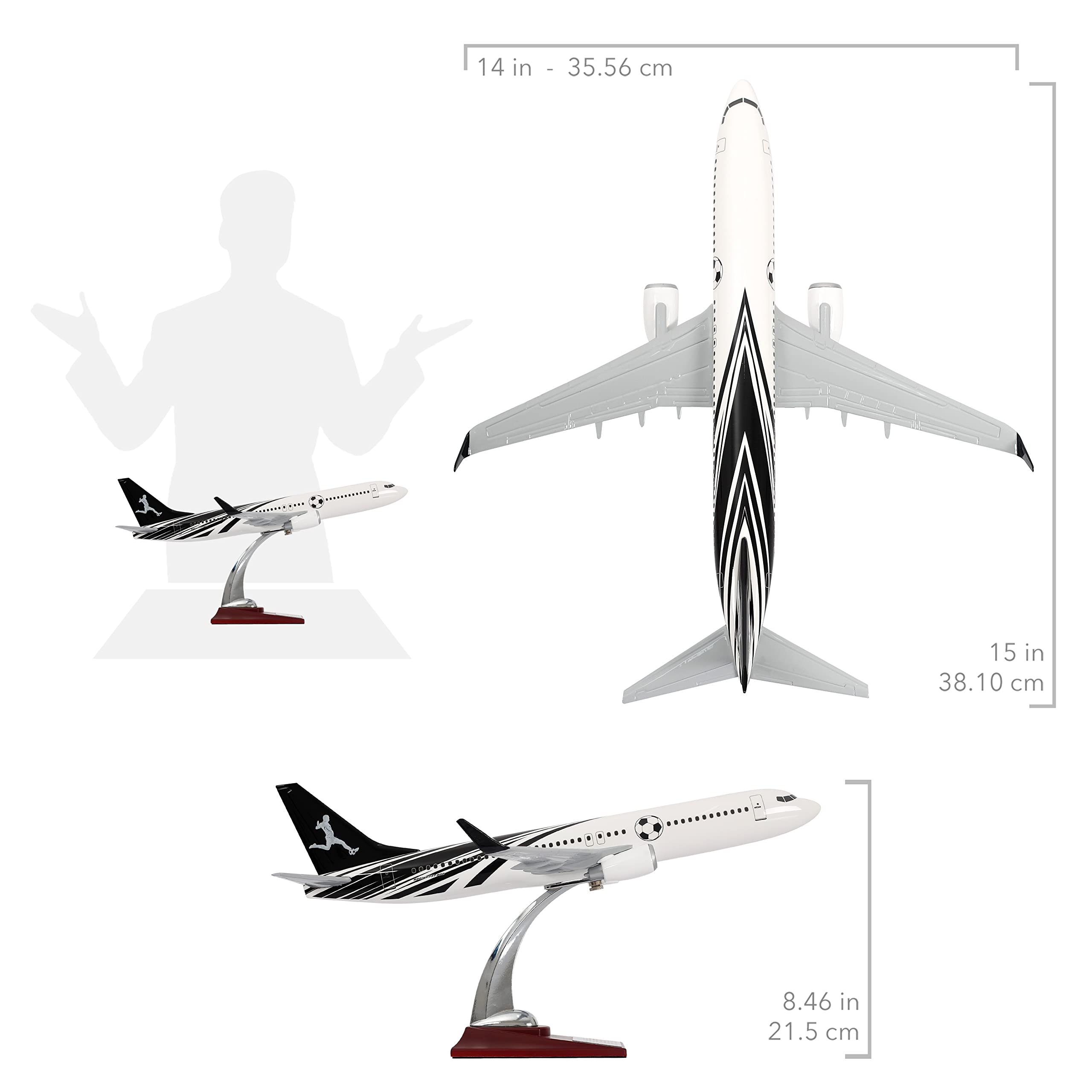 Zek Upp Zekupp - Maket Uçak Boeing 737-800 1/100 - SİYAH BEYAZ TARAFTAR, Özel Tasarım Model Uçak (ZU