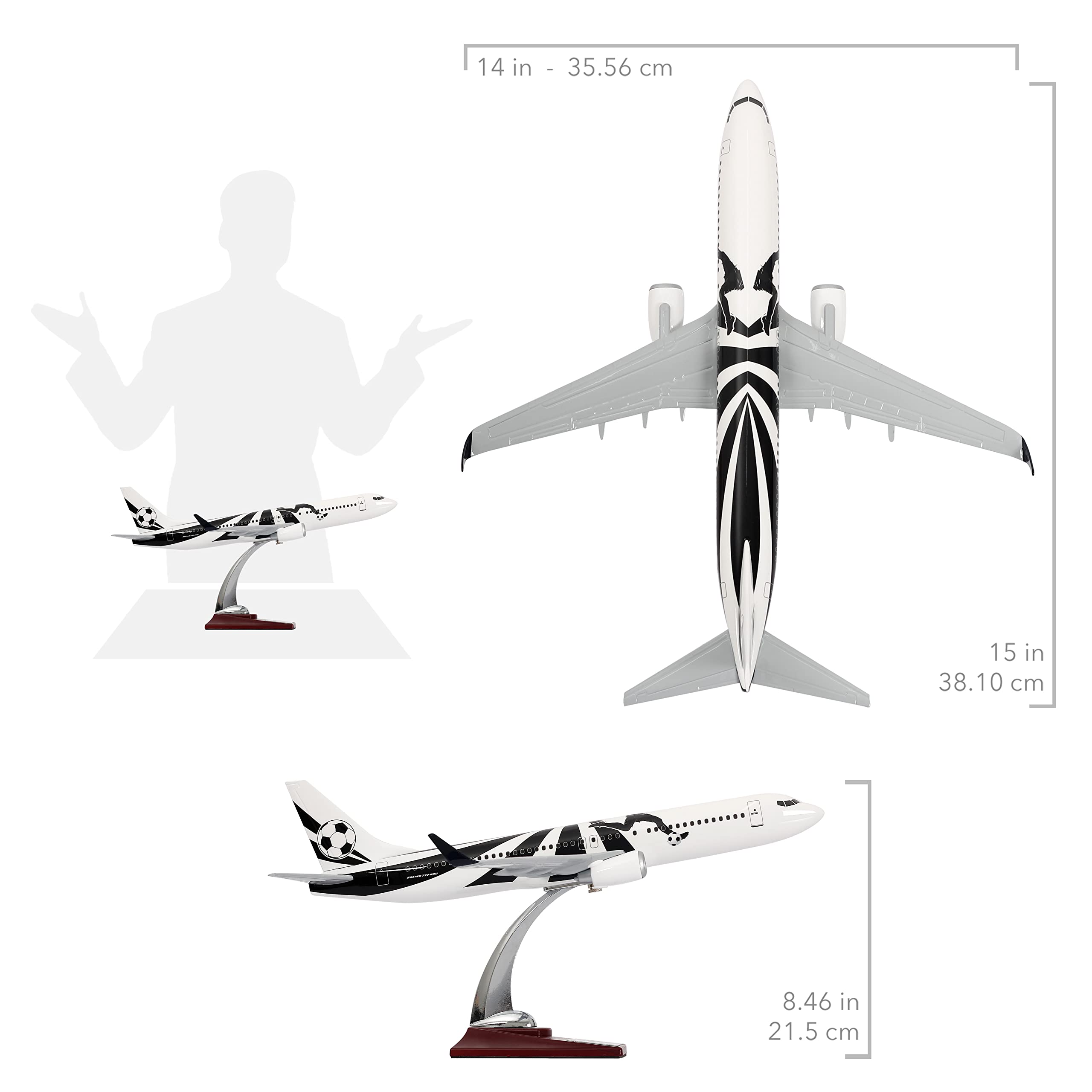 Zek Upp Zekupp - Maket Uçak Boeing 737-800 1/100 - SİYAH BEYAZ TARAFTAR, Özel Tasarım Model Uçak (ZU