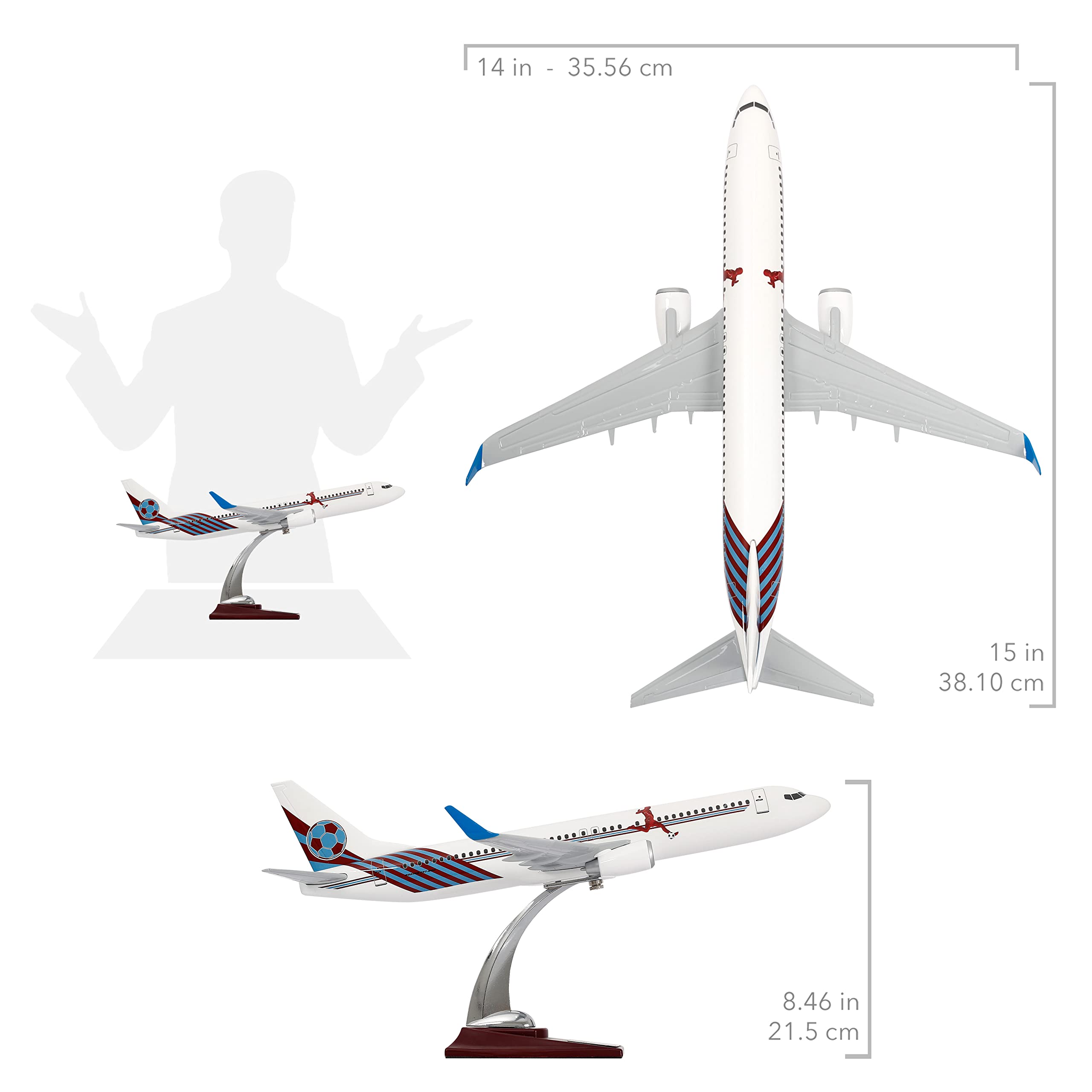 Zek Upp ZekUpp - Maket Uçak Boeing 737-800 1/100 - BORDO MAVİ TARAFTAR, Özel Tasarım Model Uçak (ZU-UCK0077)