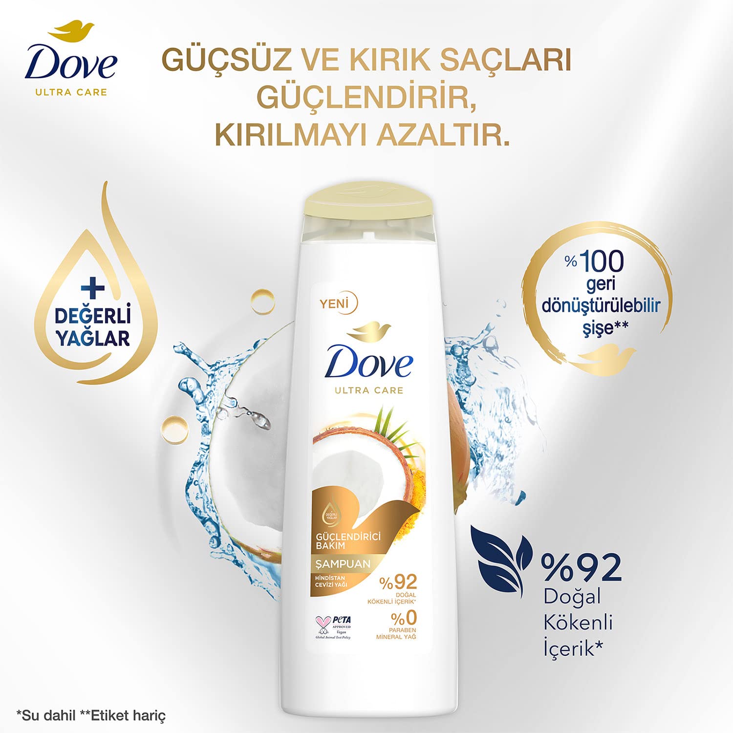 Dove Ultra Care Saç Bakım Şampuanı Güçlendirici Bakım Hindistan Cevizi Yağı 400 ml