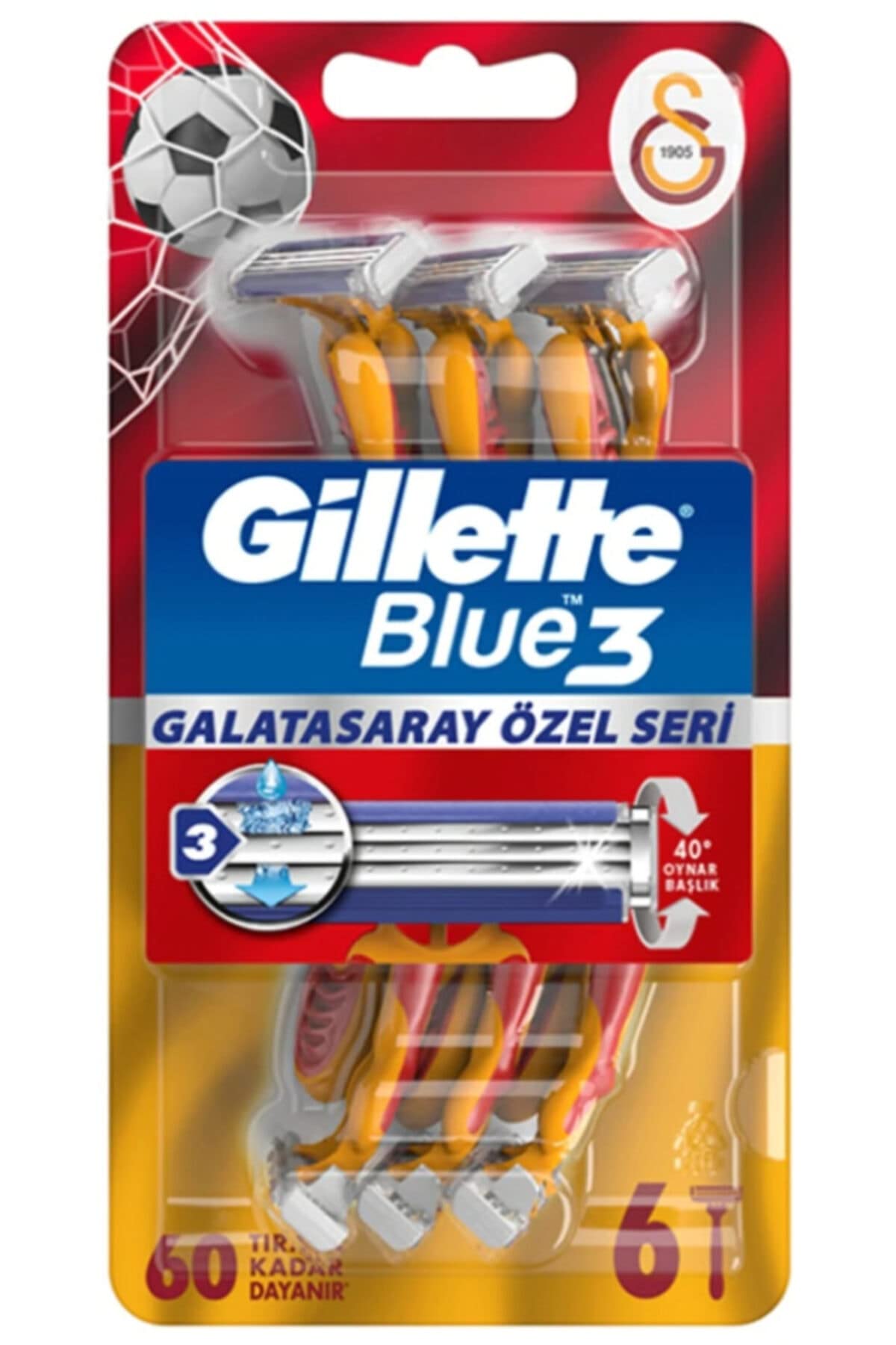 Gillette Blue 3 Kullan At Tıraş Bıçağı 6lı Galatasaray Taraftar Paketi