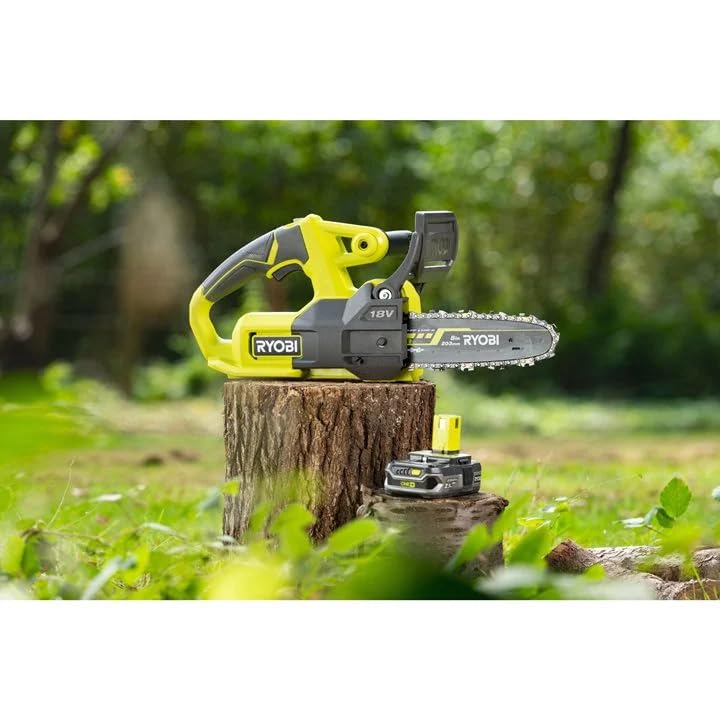 RYOBI 18 V ONE+ akülü zincirli testere RY18CS20A-125 (bıçak uzunluğu 20 cm, 1 x 2,5 Ah pil ve şarj cihazı kartonda)