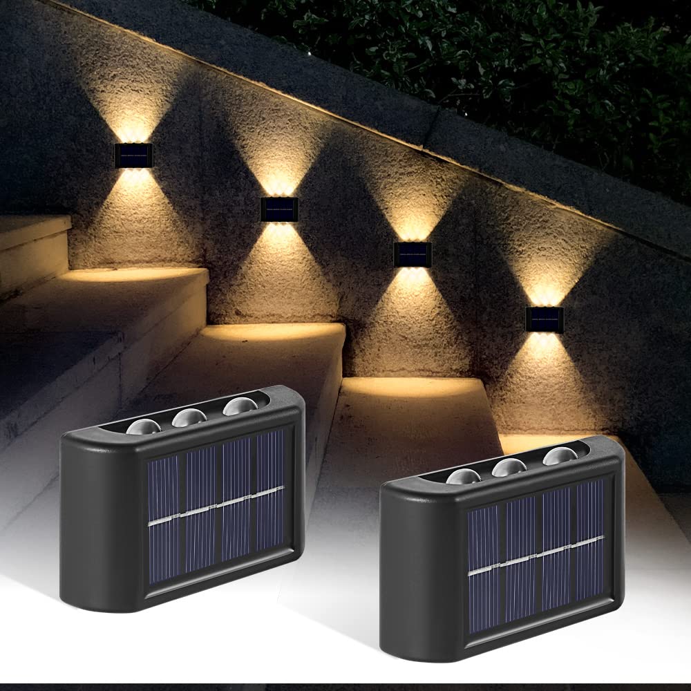 Güneş Çit Işıkları Dış Mekan Duvar Lambaları Güneş Enerjili LED Aplik Su Geçirmez Yukarı ve Aşağı LE