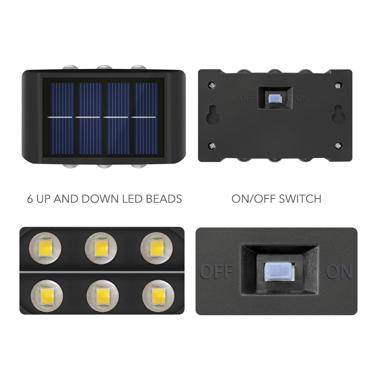 Güneş Çit Işıkları Dış Mekan Duvar Lambaları Güneş Enerjili LED Aplik Su Geçirmez Yukarı ve Aşağı LE