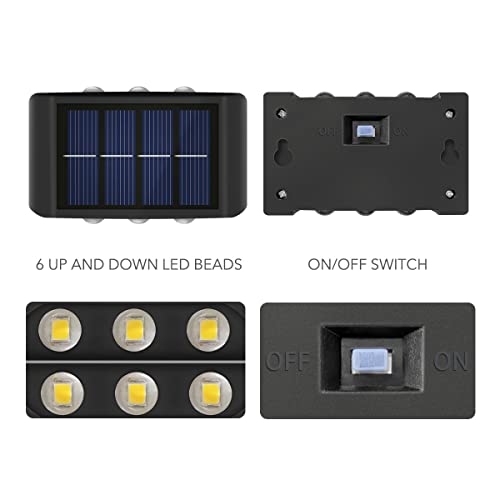 Güneş Çit Işıkları Dış Mekan Duvar Lambaları Güneş Enerjili LED Aplik Su Geçirmez Yukarı ve Aşağı LE