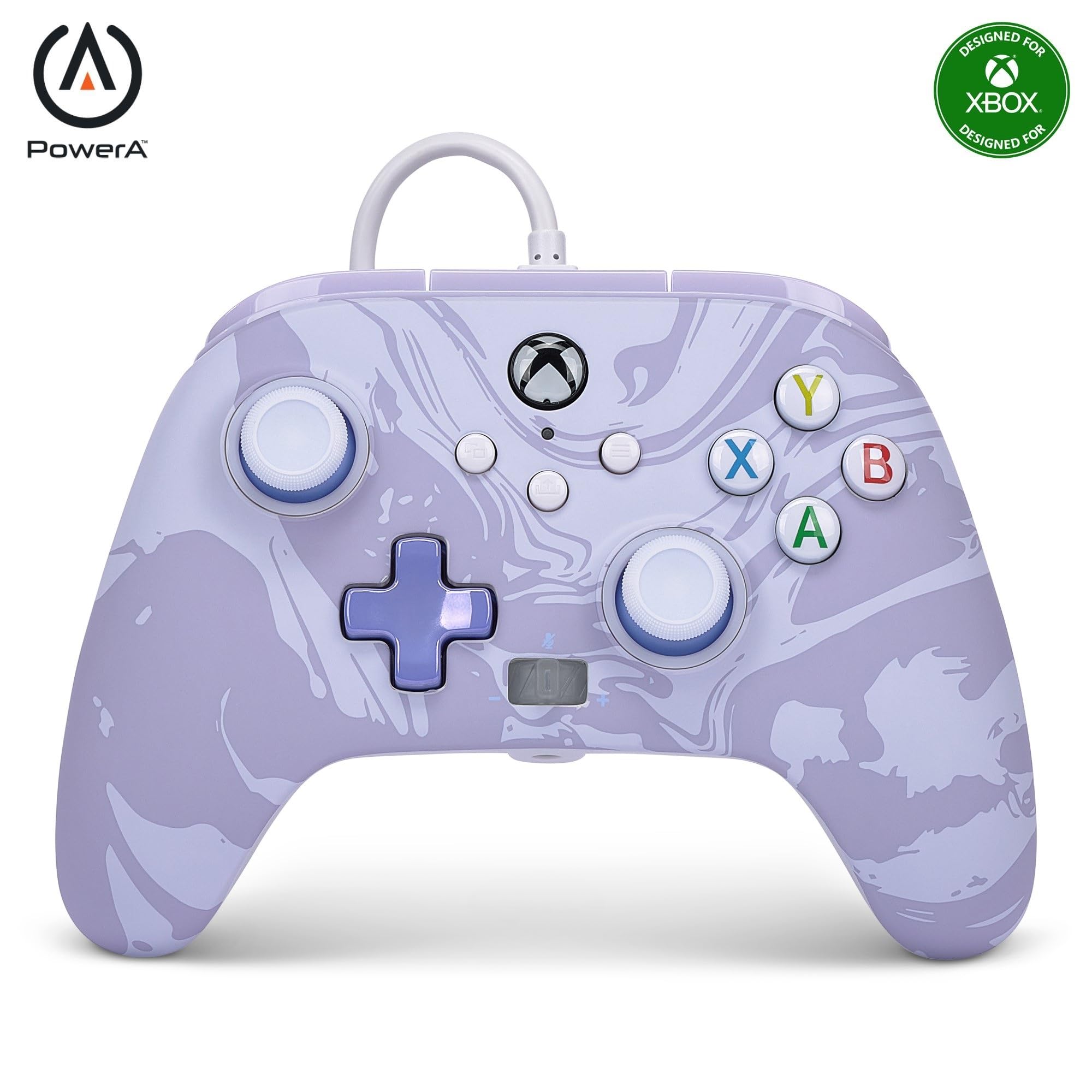 PowerA Xbox Serisi X|S için PowerA Gelişmiş Kablolu Oyun Kumandası - Lavender Swirl, Mor
