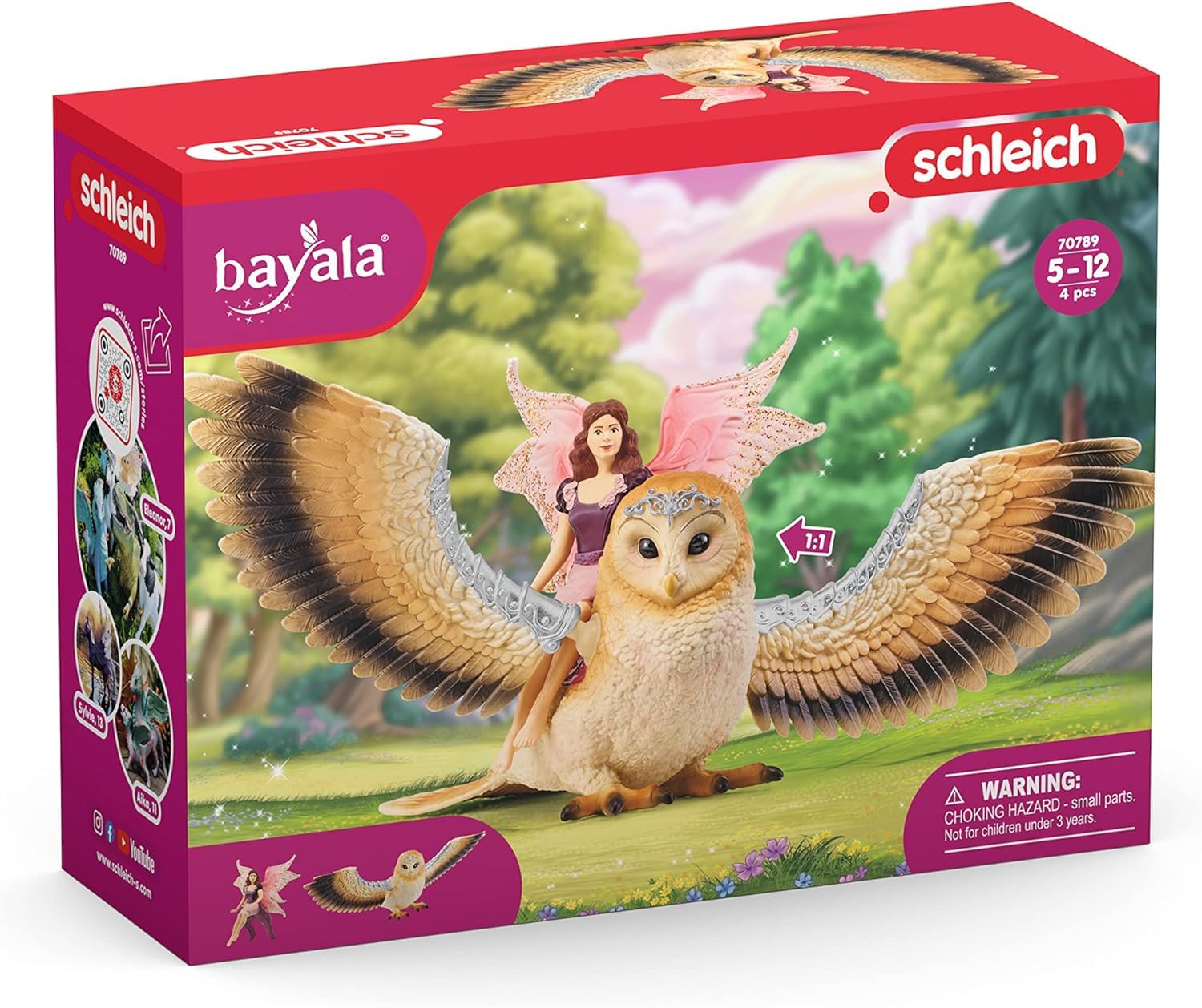 schleich Bayala 70789 uçan peri parıltılı baykuş oyun seti - Büyüleyici peri ve baykuş figürü, fantezi dolu baykuş ve elf oyun seti, 5 yaşından itibaren figür seti