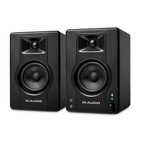 M-AUDIO BX4BT - 4.5’’ Stüdyo Monitörleri ve Bilgisayar Hoparlörleri, Bluetooth'lu, Müzik Prodüksiyon Yazılımı ile Kayıt ve Multimedya için, 120W, Çift, Siyah