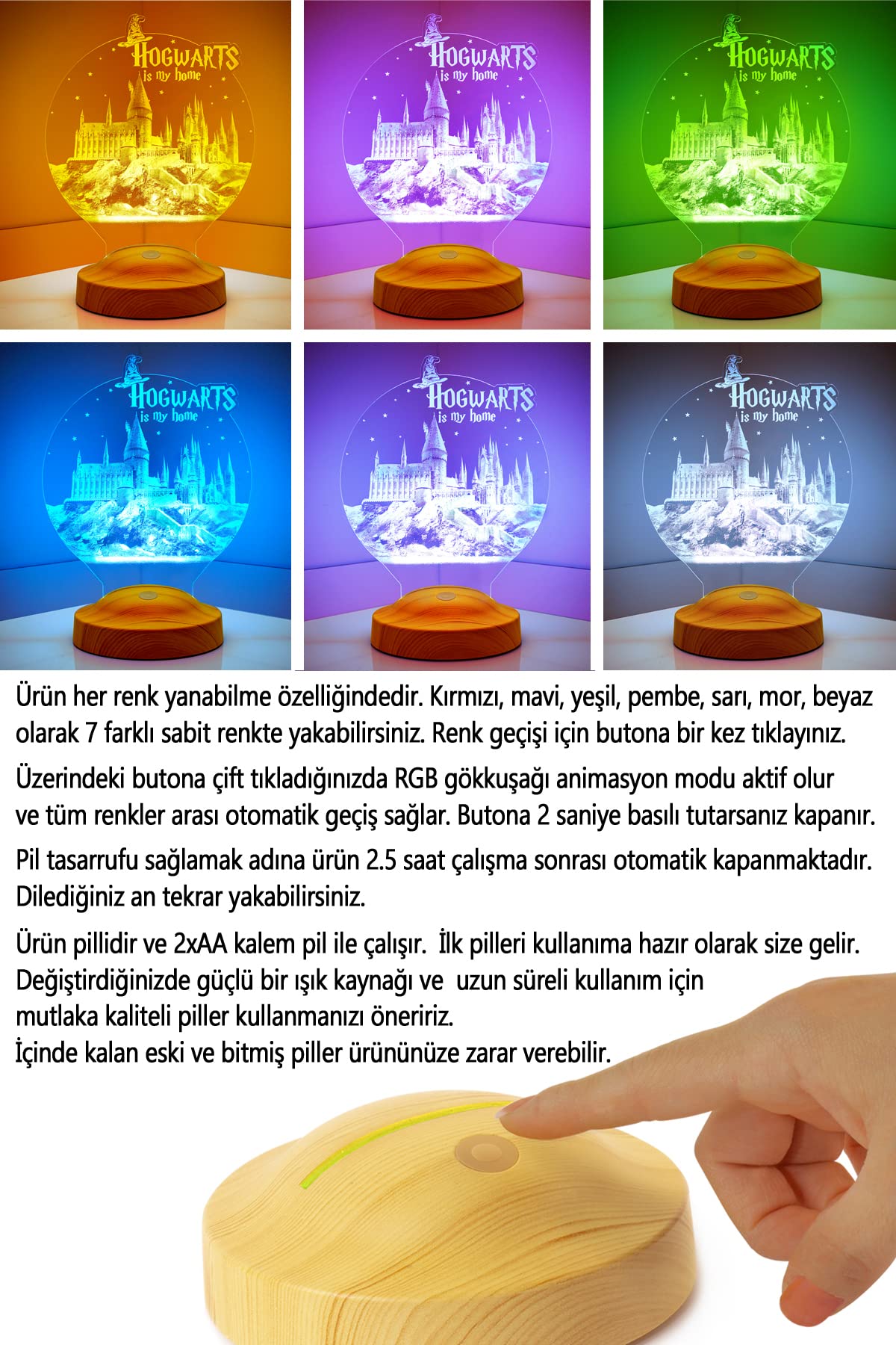 Harry Potter Hogwarts Gece Lambası, Harry Potter Hayranlarına Hediye Led Lamba