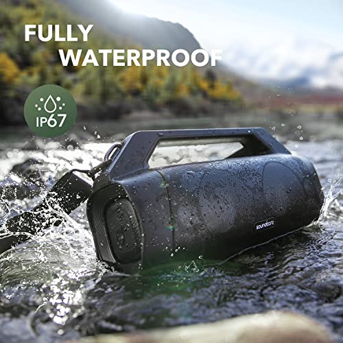 Soundcore by Anker Motion Boom Plus Kablosuz Bluetooth Hoparlör, 80W Stereo Ses, IP67 Suya Dayanıklılık, 20 Saate Varan Şarj, Siyah, A3129