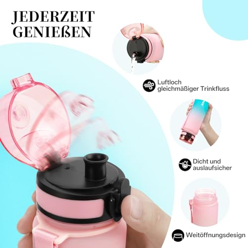 UZSPACE 1,5 L spor su şişesi, BPA içermez, büyük su şişesi 1500 ml, sızdırmaz su şişesi, spor, bisiklet ve açık hava etkinlikleri için