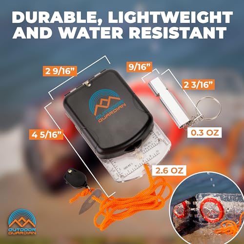 Outdoor Guardian Pathfinder Kamp ve Yürüyüş Pusulası - Kamp Aksesuarları, Klinometreli Oryantiring Pusulası, Ayarlanabilir Eğim ve LED, Hayatta Kalma Ekipmanları ve Ekipmanları, Kamp Hediyeleri