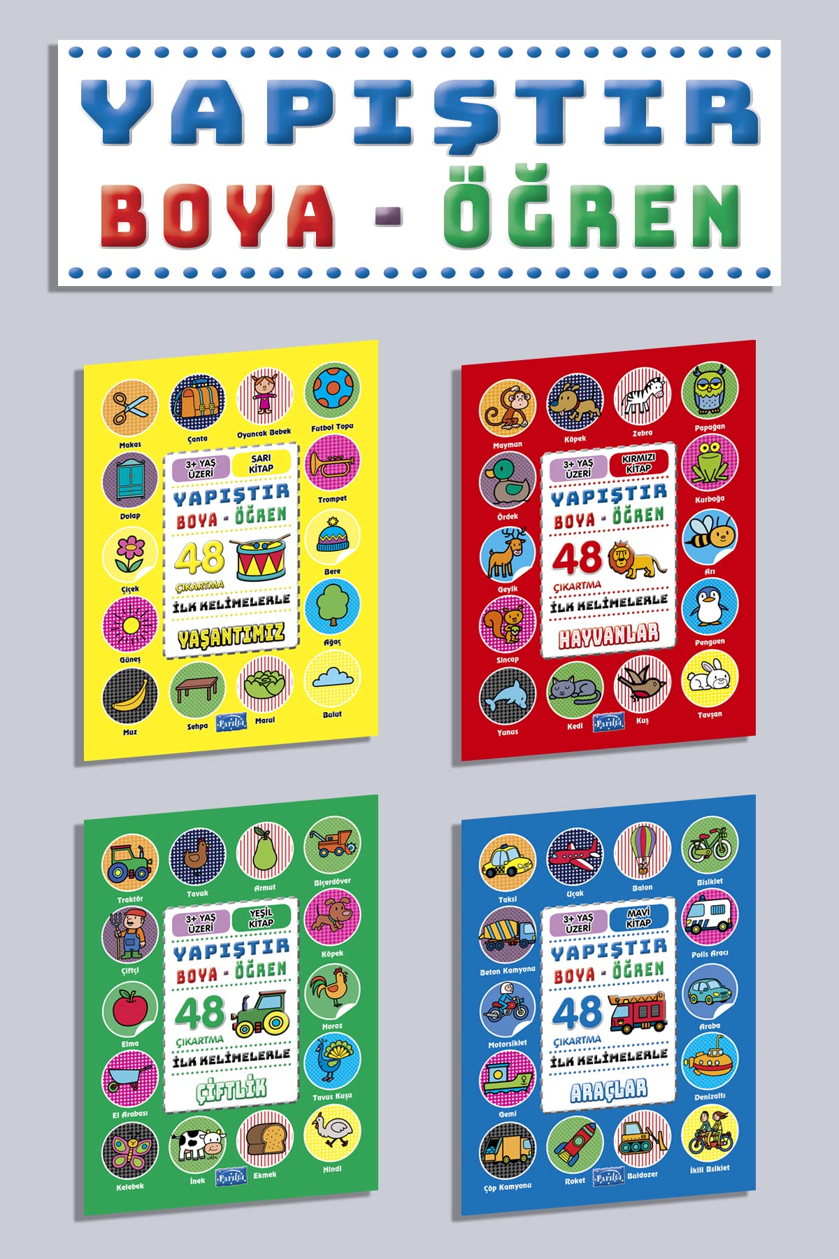 İlk Kelimeler Yapıştır Boya Öğren 4 kitap Set