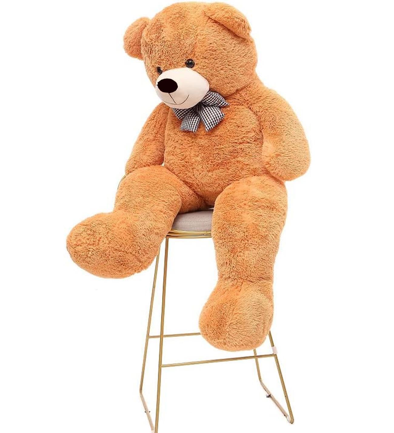 Sevgiliye Özel Hediye- Papyonlu 140 Cm Dev BOY Sevimli Peluş Koca Ayı - Özel Fiyat Kahverengi
