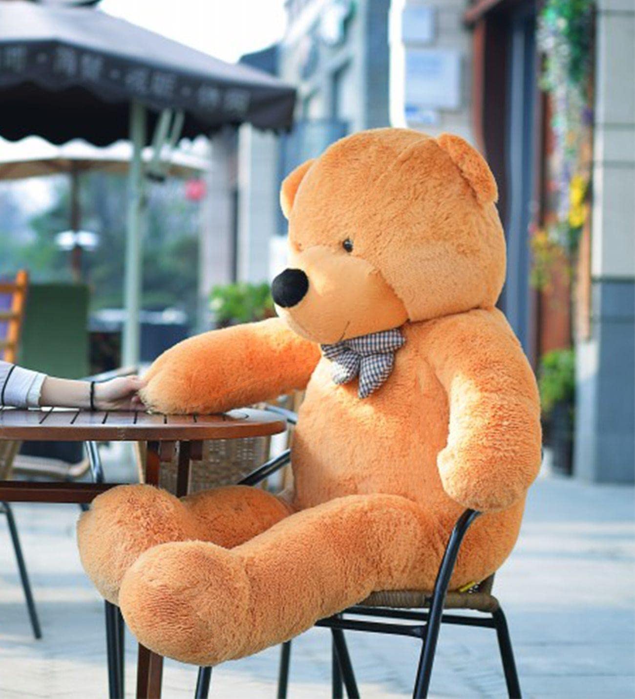 Sevgiliye Özel Hediye- Papyonlu 140 Cm Dev BOY Sevimli Peluş Koca Ayı - Özel Fiyat Kahverengi