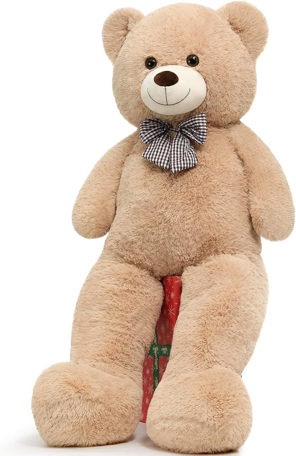 Papyonlu Sevimli Büyük Peluş Ayıcık, 130 cm -% 100 YERLİ Bej