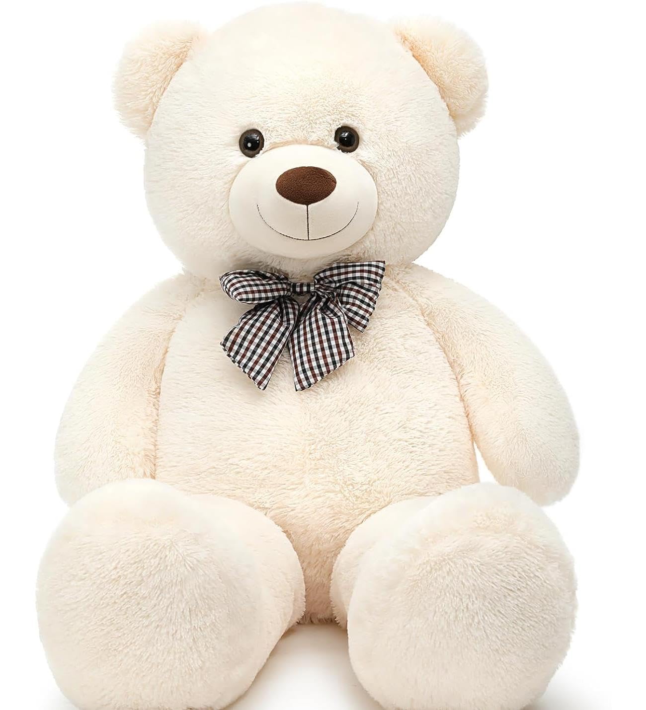 Papyonlu Sevimli Peluş Şaşkın Ayı 80 cm - Sevgiliye Özel HEDİYE Beyaz