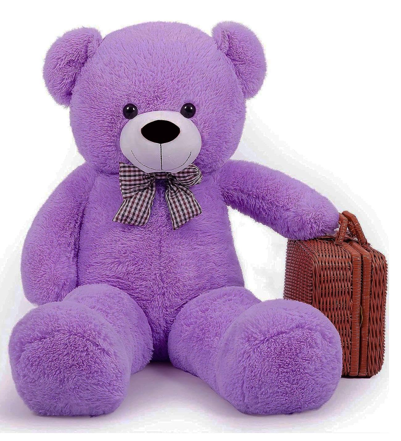 Papyonlu Sevimli Peluş Şaşkın Ayı 80 cm - Sevgiliye Özel HEDİYE Lila
