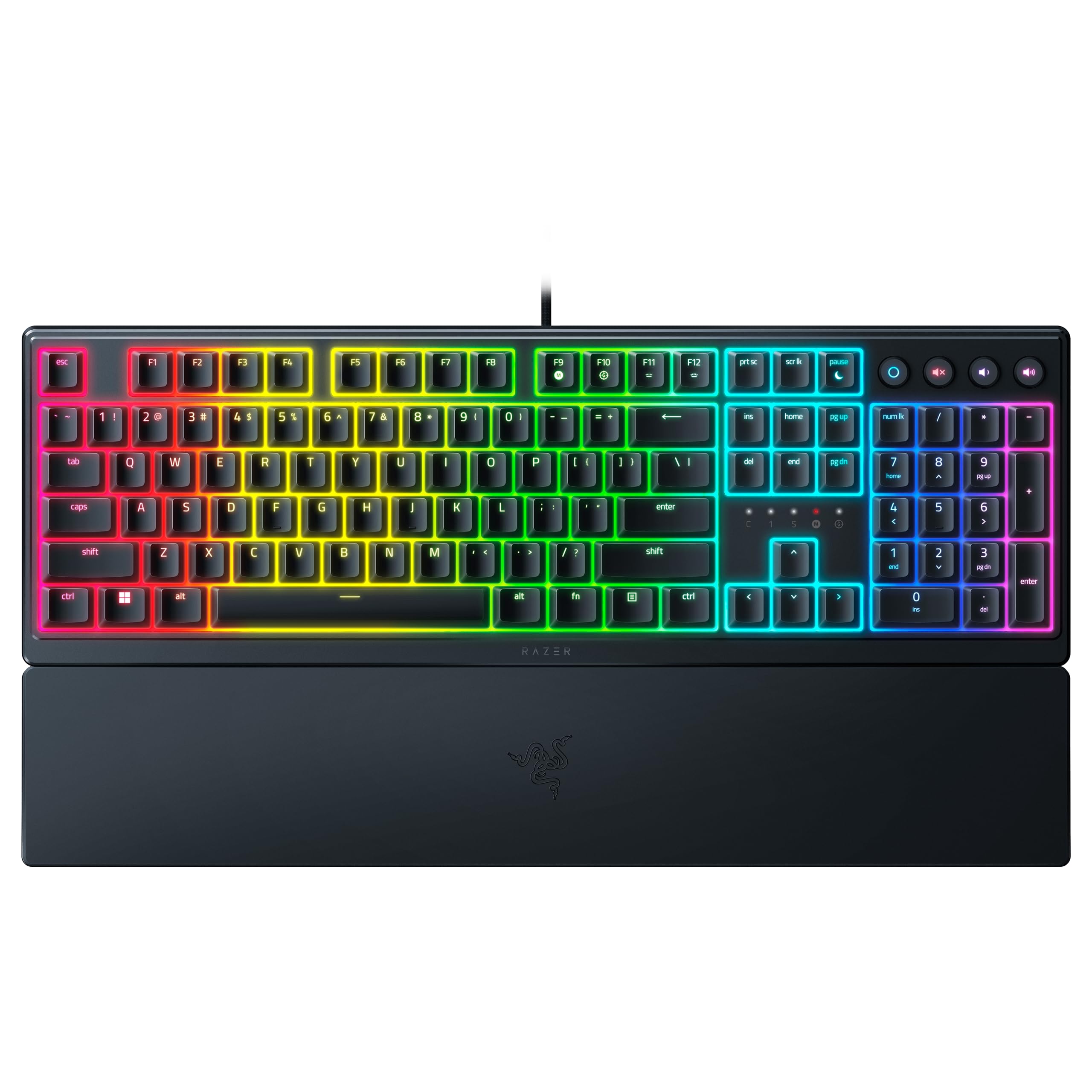 Razer Ornata V3 - Düşük Profilli Oyun Klavyesi (Hibrit Mecha-Membran Anahtar, UV Kaplamalı Tuş Başlıkları, Manyetik Yumuşak Dokunuşlu Bilek Dayanağı, RGB Chroma) ABD Düzeni | Siyah
