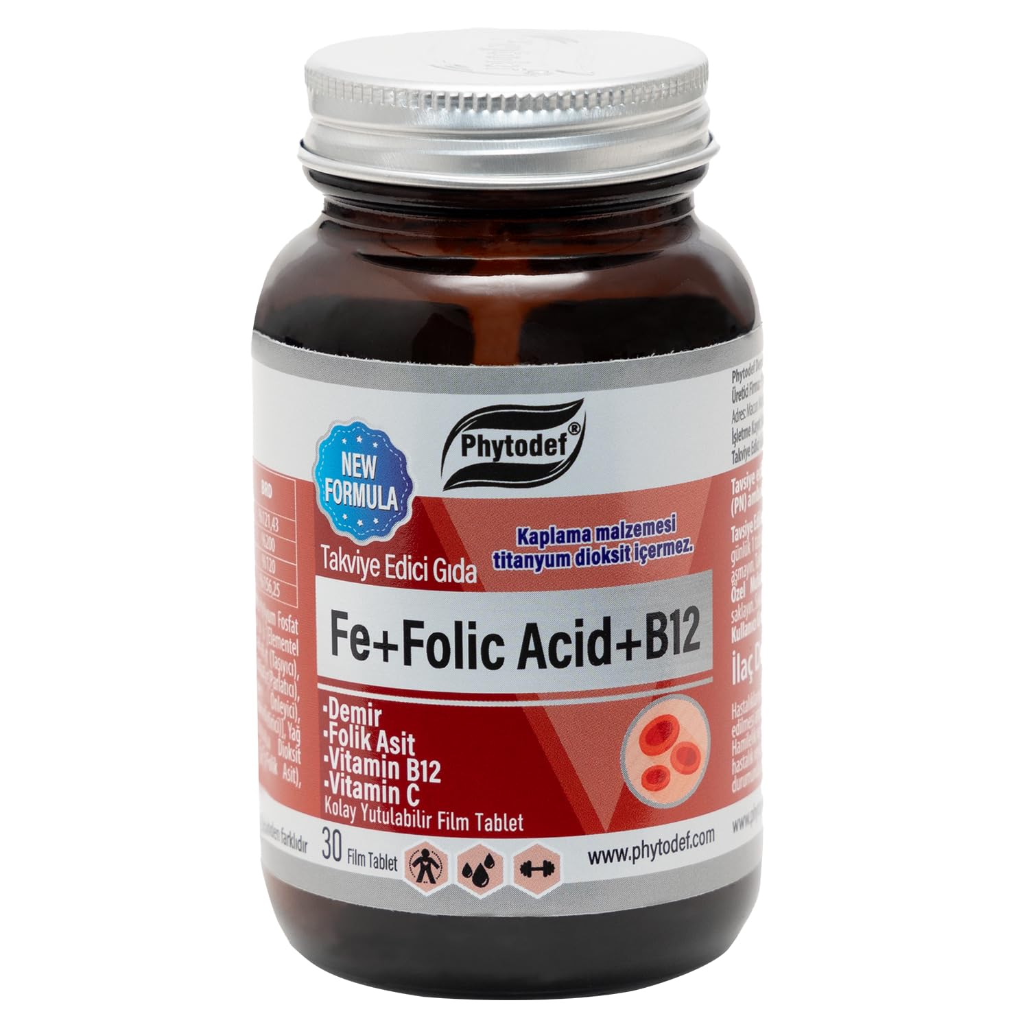 Phytodef Demir + Folik Asit + Vitamin B12 + Vitamin C - 30 Tablet
