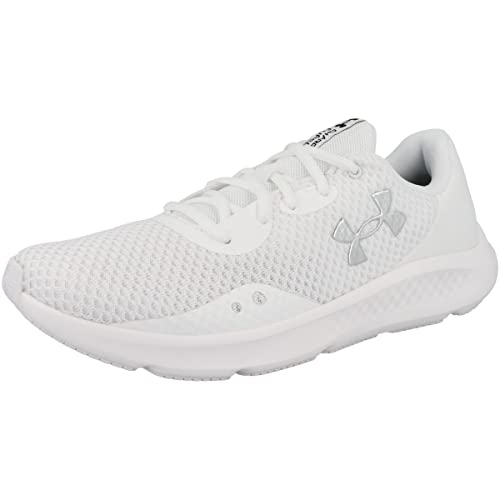 Under Armour UA Charged Pursuit 3 Erkek Koşu Ayakkabısı, White / White / Metallic Silver, 44.5 EU
