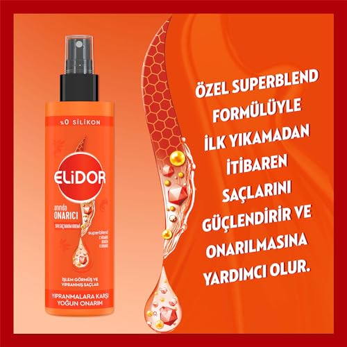Elidor Superblend Sıvı Saç Bakım Kremi Anında Onarıcı Kırılma Karşıtı Yoğun Besleyici Bakım (200 ml)