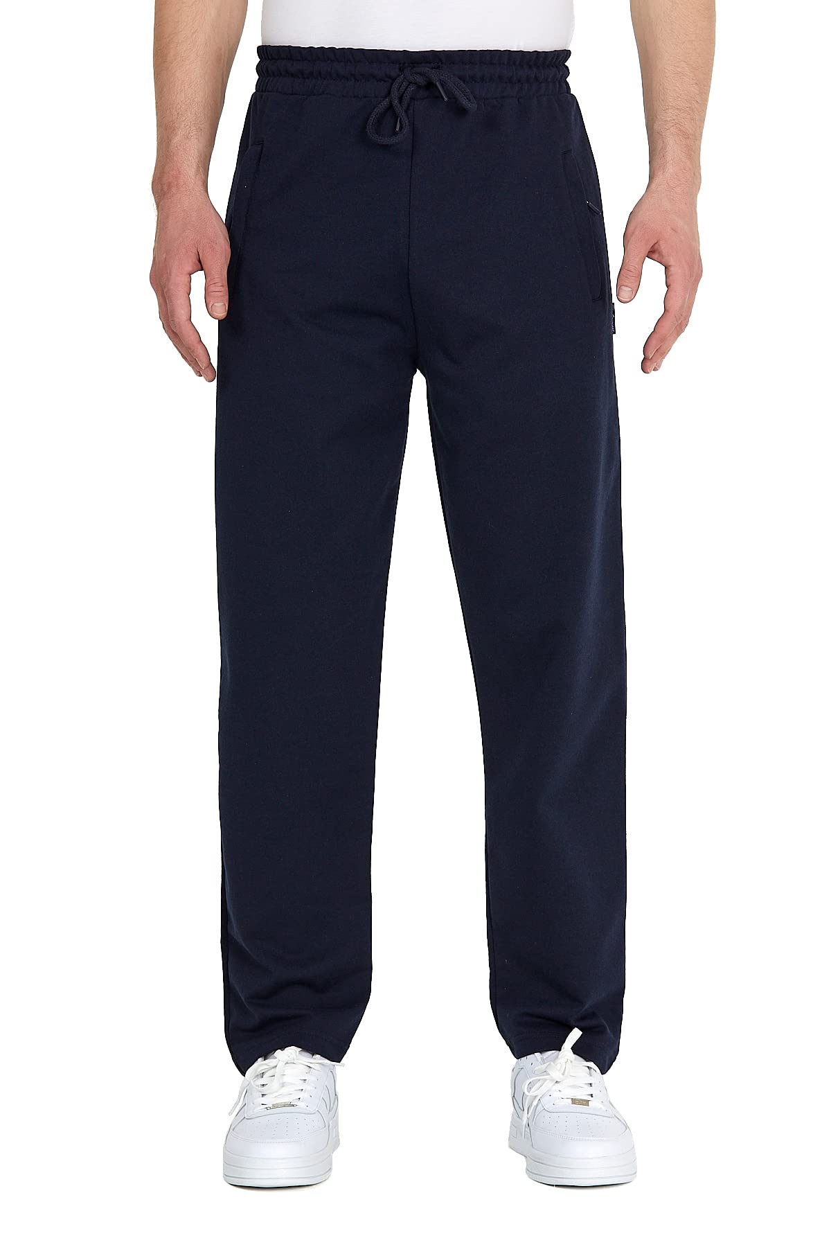 BY COMEOR METALIC Eşofman altı erkek pamuk eşofman altı – spor pantolonu, jogging pantolonu, erkek çocuk boş zaman pantolonu, fermuarlı cepler, Koyu mavi, M