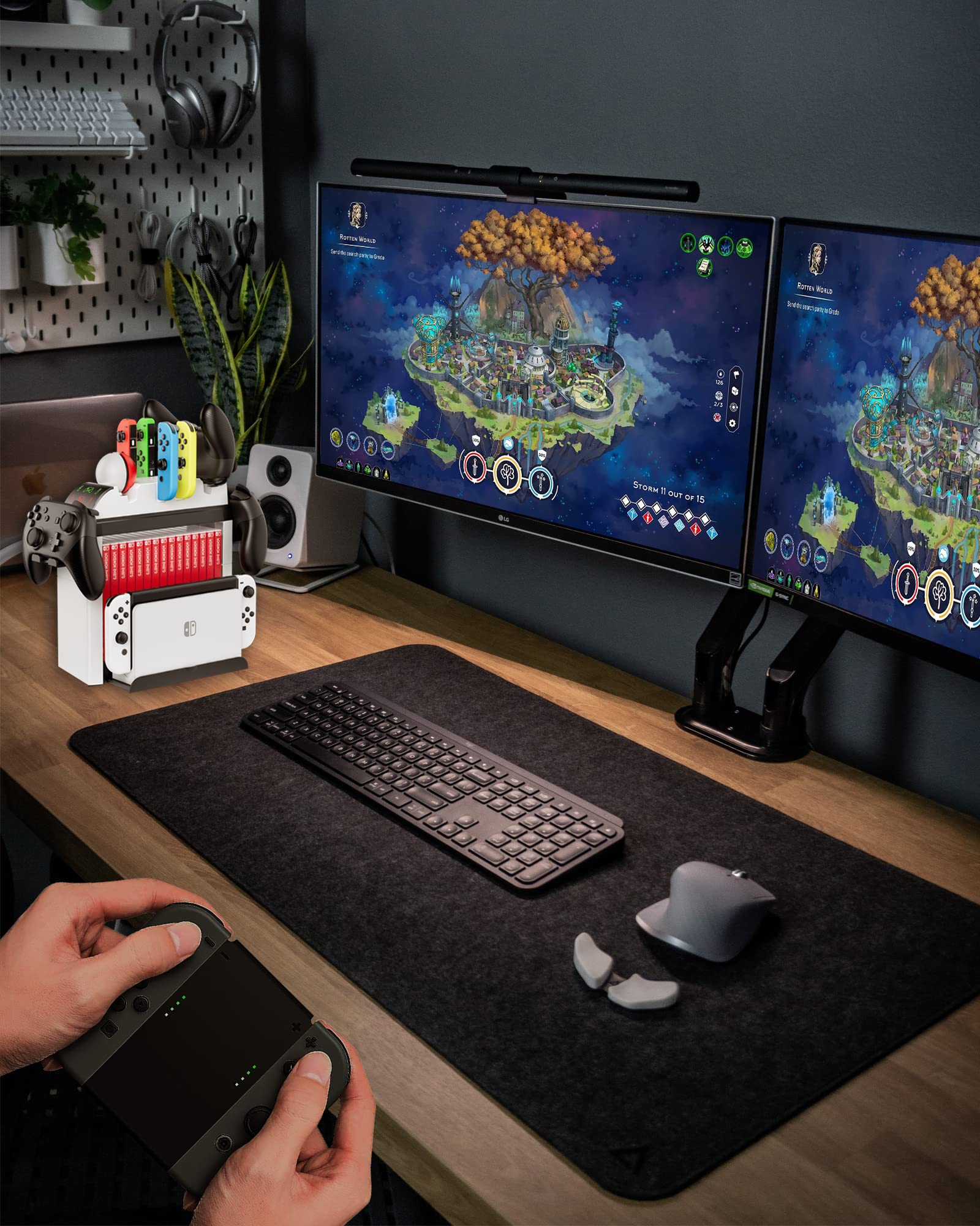 Nintendo Switch ve Switch OLED Joy Cons, Pro Controller ve Poke Ball Plus Controller için Anahtar Düzenleyici ve Şarj İstasyonu, ZAONOOL Anahtar Aksesuarları için Çok Fonksiyonlu Oyun Depolama Kulesi