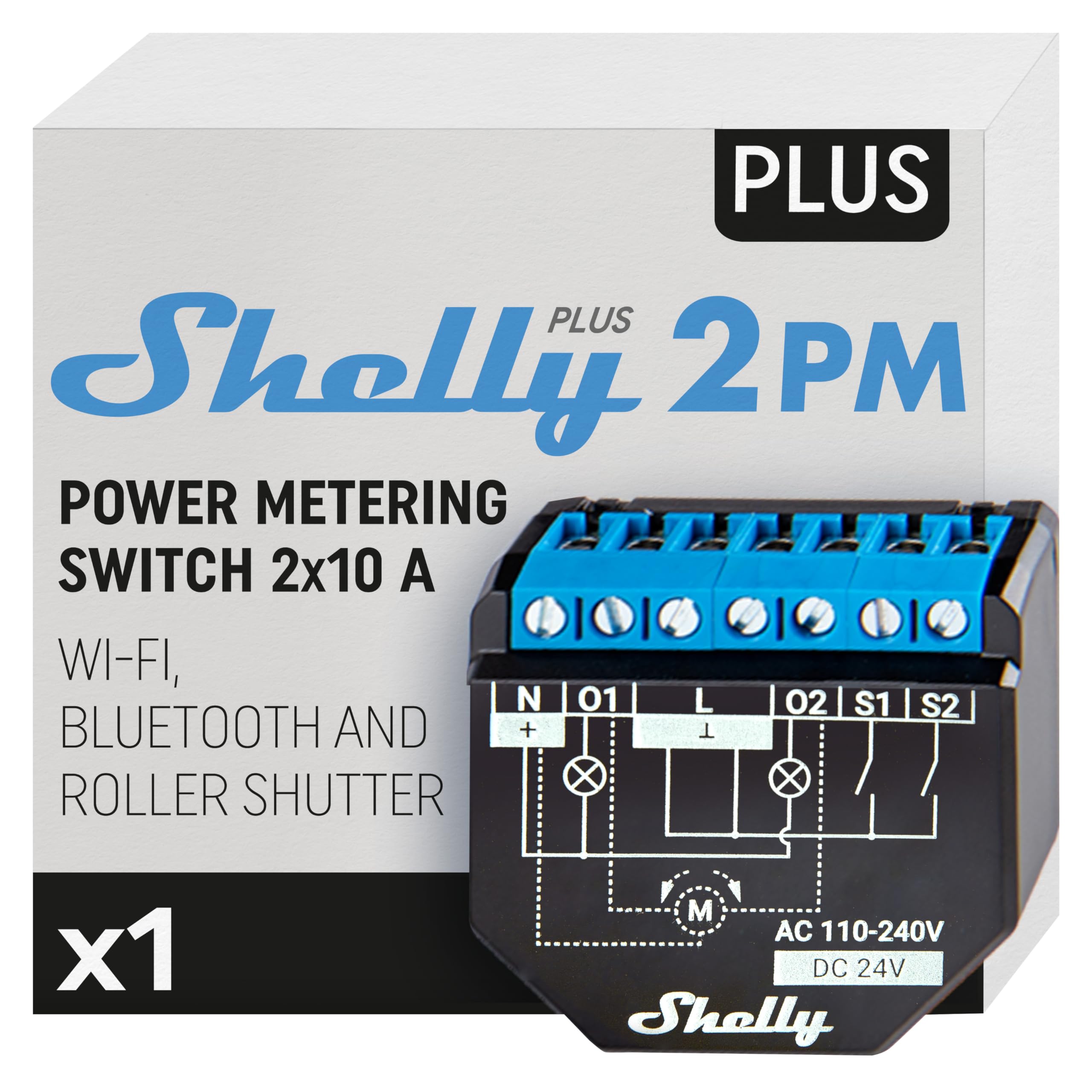 Shelly Plus 2PM | WLAN 2 kanallı akıllı röle şalteri | güç tüketimi ölçümü, ev otomasyonu | Google Home Alexa aksesuarı | iOS Android uygulaması