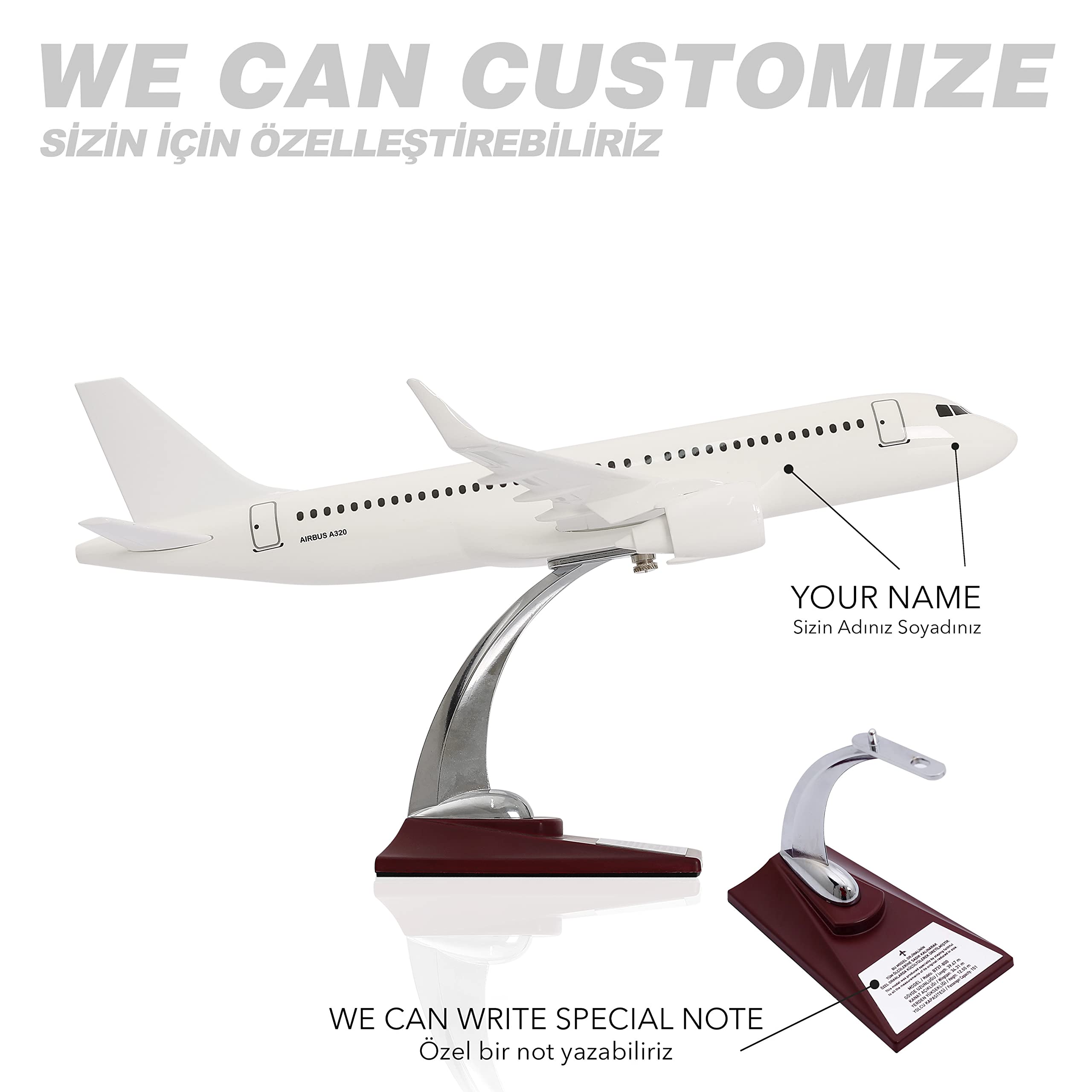 Zek Upp Airbus A320 Model Uçak, 1/100 Beyaz Maket Uçak (ZU-UCK0107)