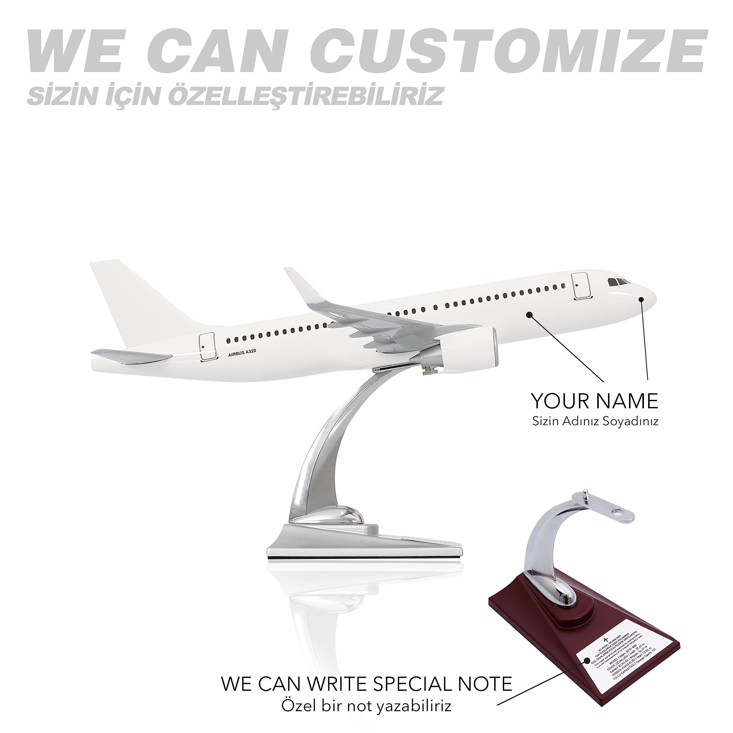 Zek Upp Zekupp Airbus A320 Model Uçak, 1/100 Beyaz Elit Maket Uçak (ZU-UCK0108)