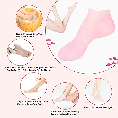 KVMDAZ Kadınlar için Silikon Çoraplar, Nemlendirici Ayak Çorapları, Yumuşak Jel Çoraplar, Aloe Çorapları, Kuru Ayakları Onarmak için Kadın Spa Pedikür Çorapları, Çatlak Topuk ve Yumuşatma Kaba Cilt, Nasır