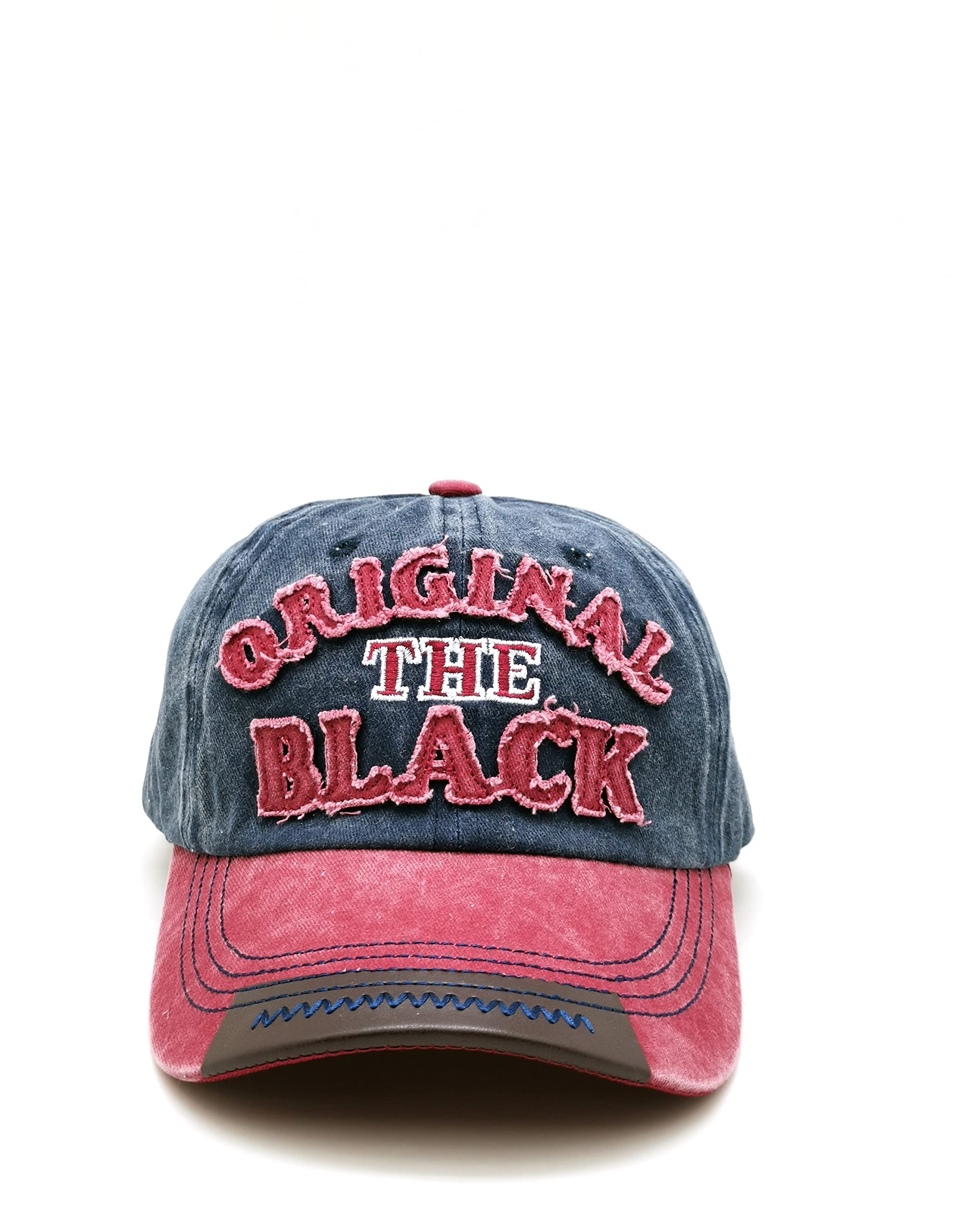 Perlotus Lacivert Bordo Erkek Beyzbol Şapka Original Black Nakışlı Deri Detaylı Tasarım