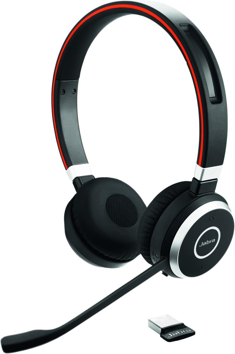 Jabra Evolve 65 SE Kablosuz Stereo Kulaklık - Gürültü Önleyici Mikrofonlu Bluetooth Kulaklık, Uzun Ömürlü Pil ve Çift Bağlantı - MS Teams Sertifikalı - Siyah, 6599-833-309