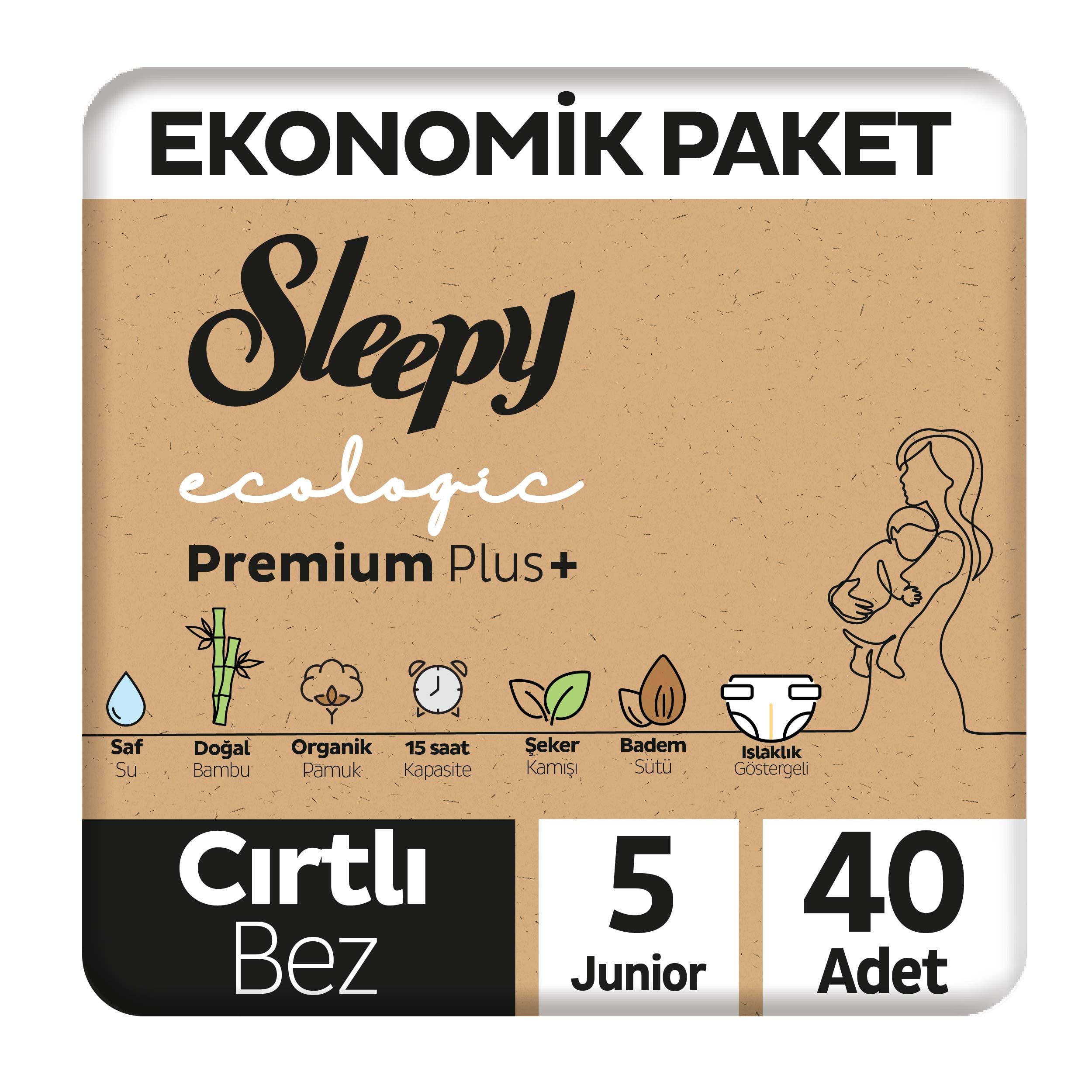 Sleepy Ecologic Ekonomik Paket Bebek Bezi 5 Numara Junior 40 Adet