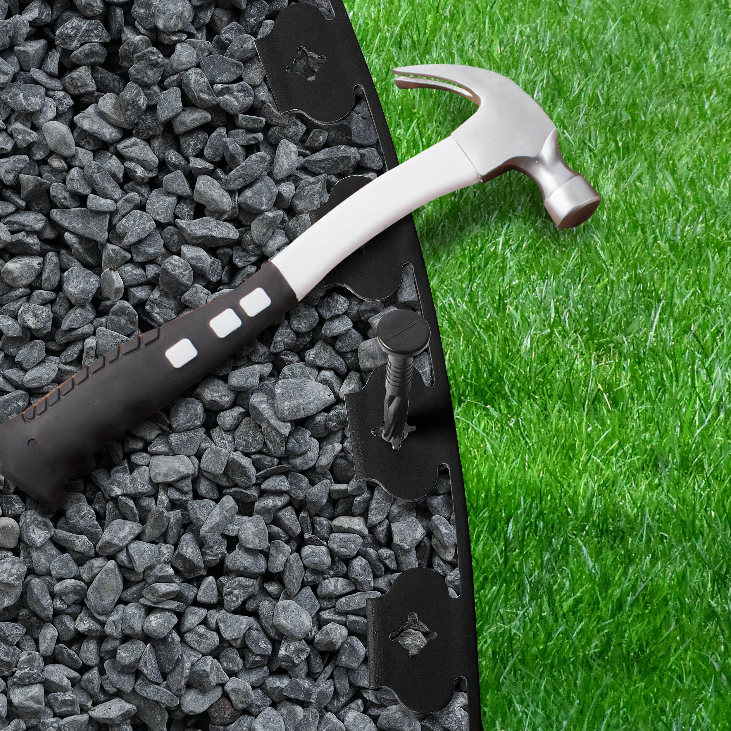 AUKAR Peyzaj Kenar Kiti 6,1 m Uzunluk 5,1 cm Yükseklik Kazısız Bahçe Kenar Kenarlığı, 18 Çivi Dahil, Peyzaj ve Çiçek Bahçeleri için - Siyah