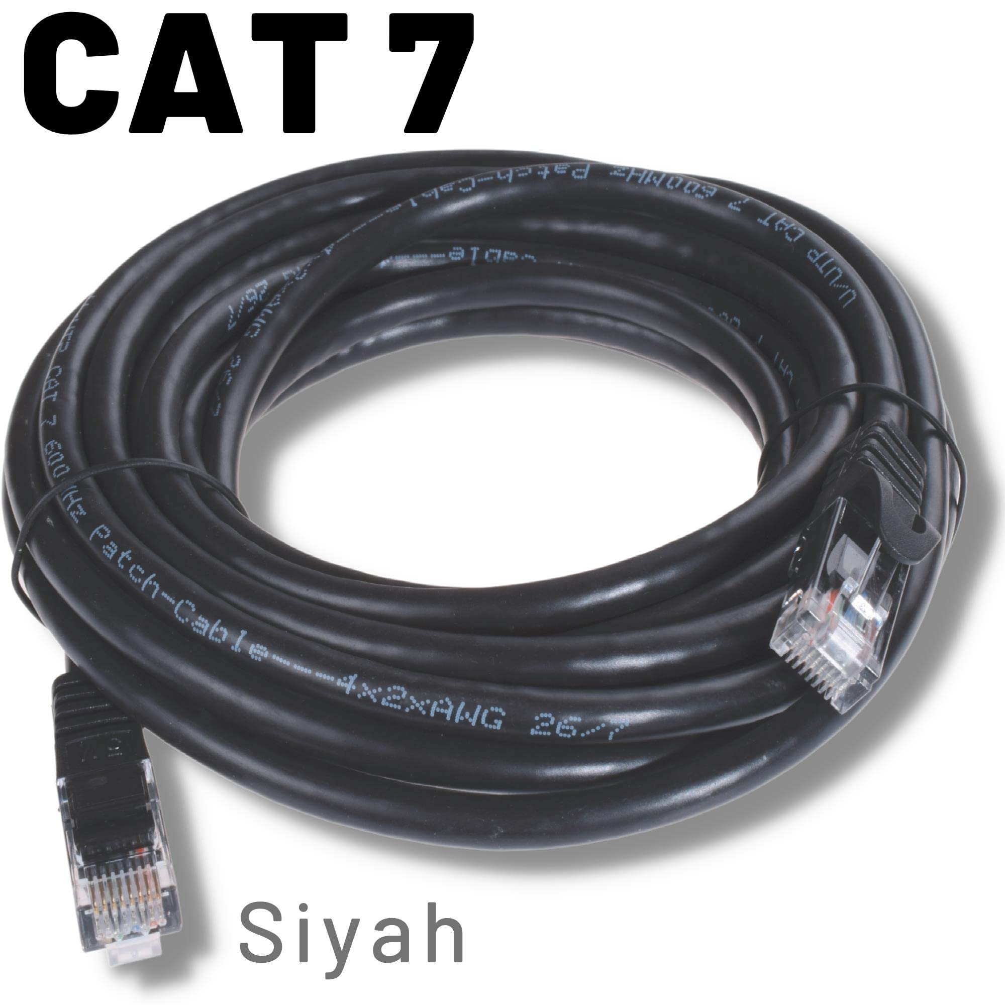 IRENIS 5 adet CAT7 Kablo Ethernet Network İnternet LAN Kablosu 1 Metre Siyah