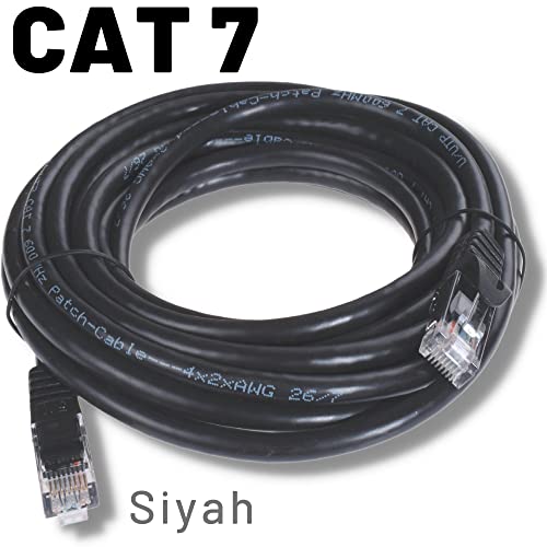 IRENIS 5 adet CAT7 Kablo Ethernet Network İnternet LAN Kablosu 1 Metre Siyah