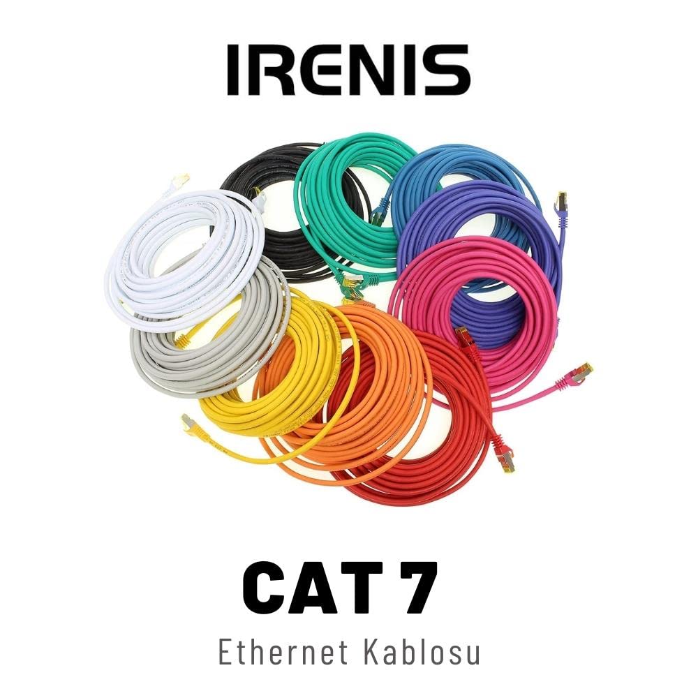 IRENIS 5 adet CAT7 Kablo Ethernet Network İnternet LAN Kablosu 1 Metre Siyah