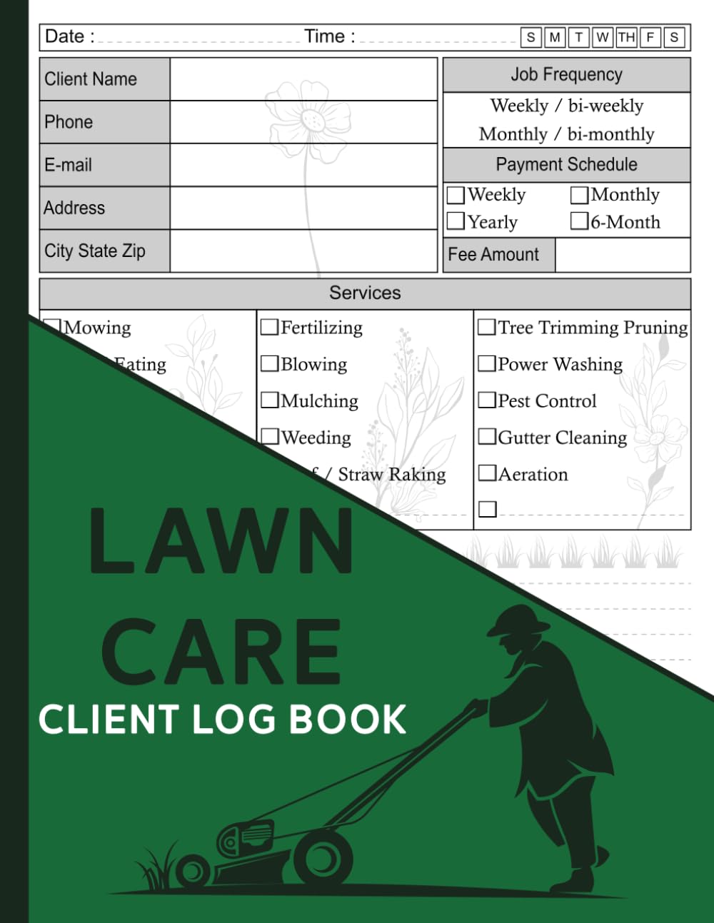 Professional Lawn care client Log book | lawn mowing and landscape appointment Logbook | track and Keep Record of your client's Information Easily | ... inches: stay organized for more effectiveness