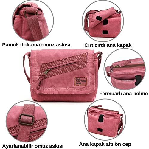 Old Cotton Cargo 7136 Robbie S Bag Tablet - Askılı Omuz Çantası (Pembe)