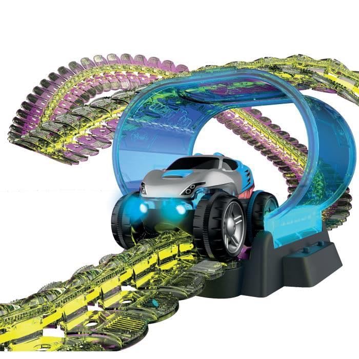 Smoby, 180917, FleXtreme Neon Oyun Seti, Yarı Saydam, Işıklı, 2.60m Uzunlukta Pist, Elektronik Tünel, Pilli, FleXtreme Neon Racetrack Set