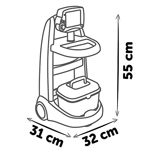 Smoby,340207, Medikal Elektronik Doktor Müdahale Seti, İlk Yardım Müdahale Arabası, Elektronik EKG Modülü, Sesli, Aksesuarlı, Fonksiyonel, Electronic Medical Trolley