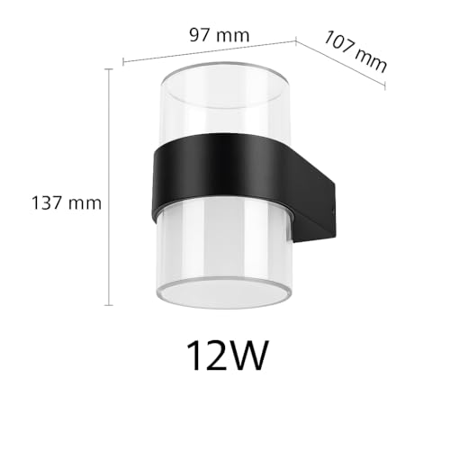 Bora LED Duvar Aplik 12W IP54 – Günışığı 3200K, 1170 Lümen, Su Geçirmez İç ve Dış Mekan Aydınlatma, Bahçe Balkon Teras Ev Koridor için